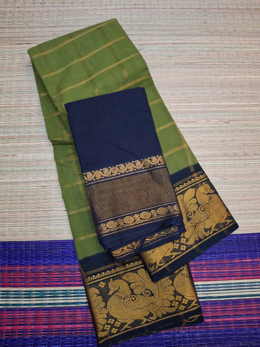 Madurai Sungudi - 6 Yard Big Checks Poonam Border (2x2-BLK-SN01)