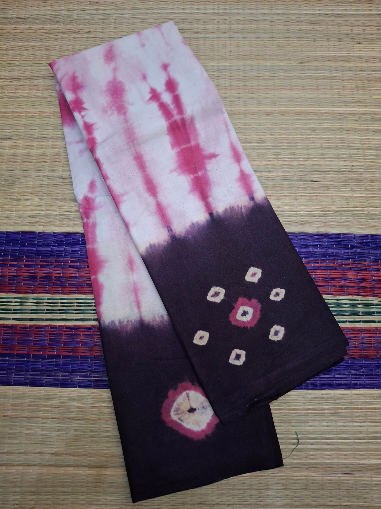 Sungudi - 6 Yard Bhantini Hand Weaving Hand Block Colors (100-BHN-CLD-002)