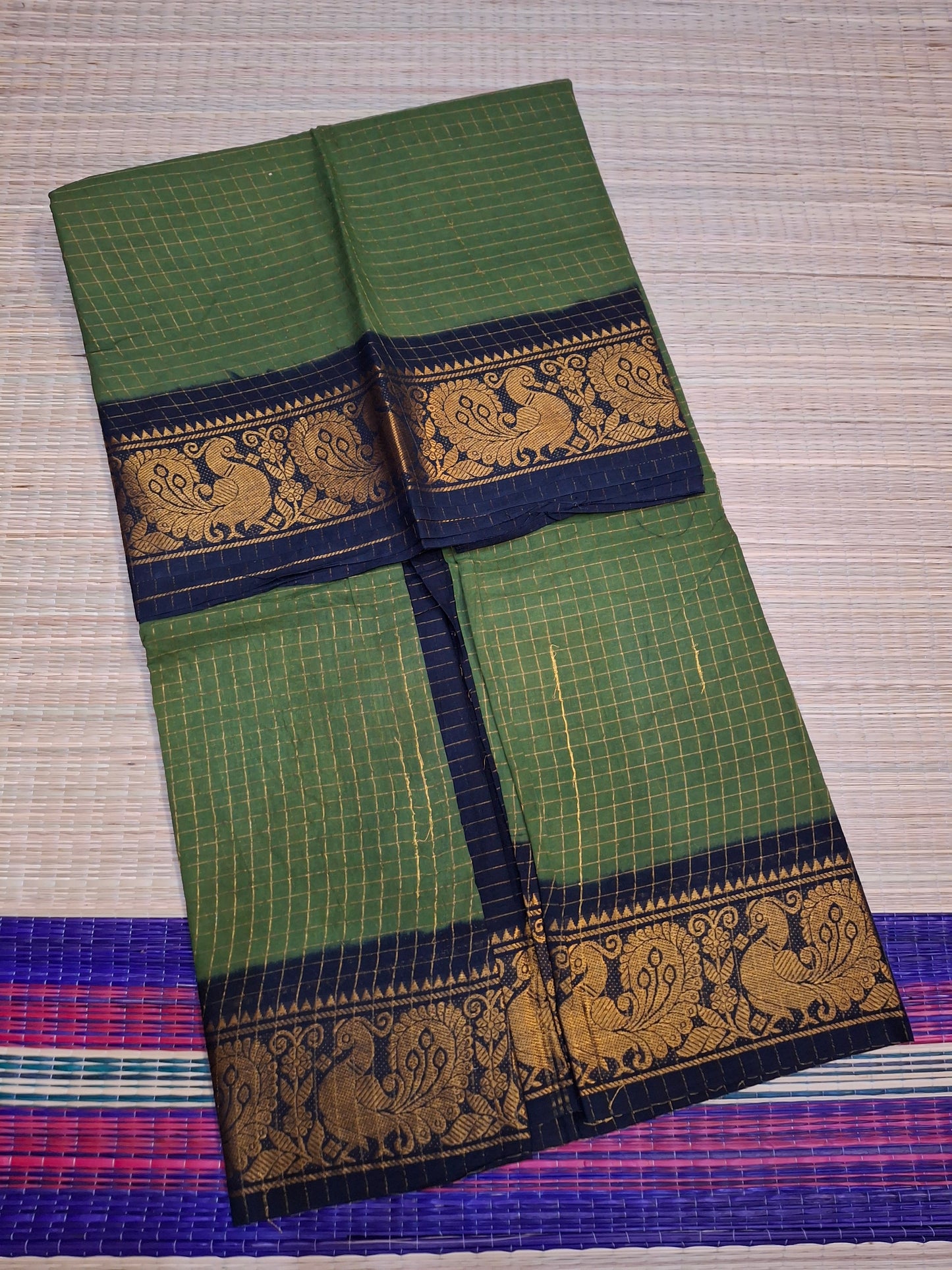 Sungudi Cotton - 7 Yard Zari Cheks With Blouse Saree CHK-02OB)