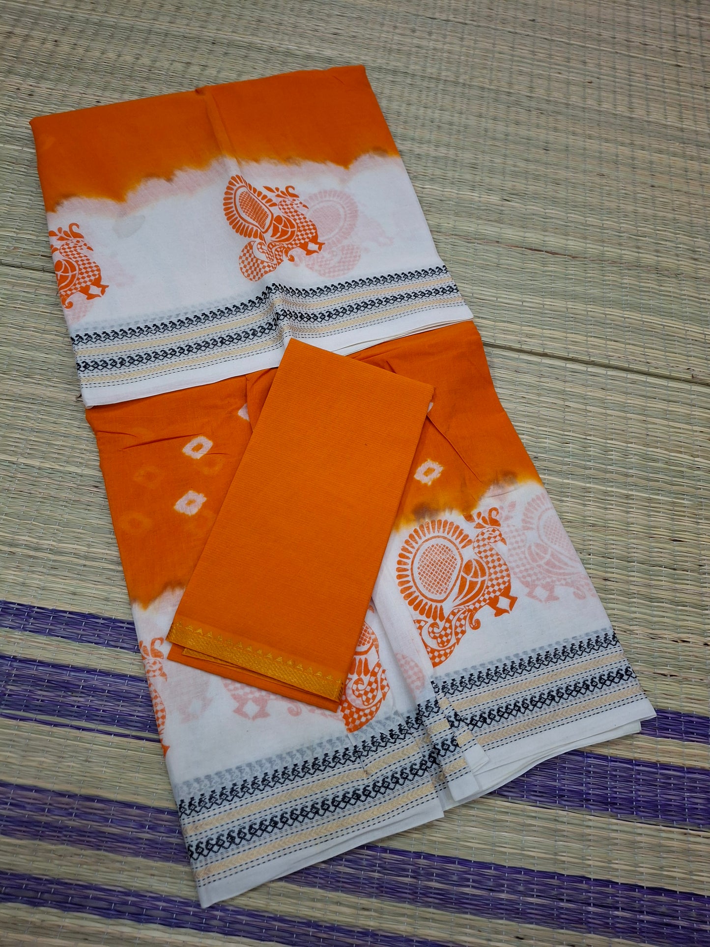 Sungudi - Hand Knotted Bhanthini Small Thread Black Zari Double Side Zari border (BLKAMALA-BHN-003)