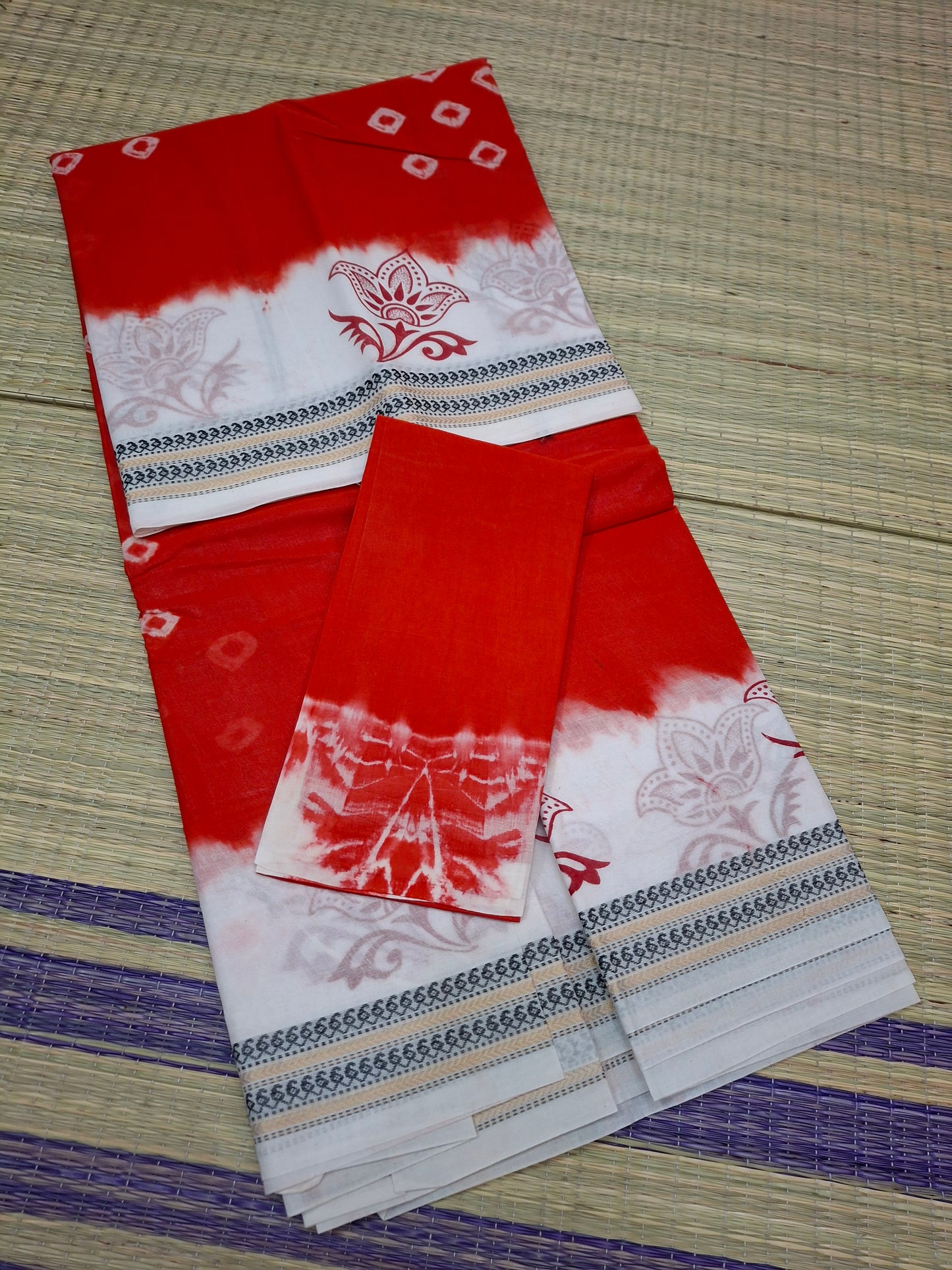 Sungudi - Hand Knotted Bhanthini Small Thread Black Zari Double Side Zari border (BLKAMALA-BHN-003)