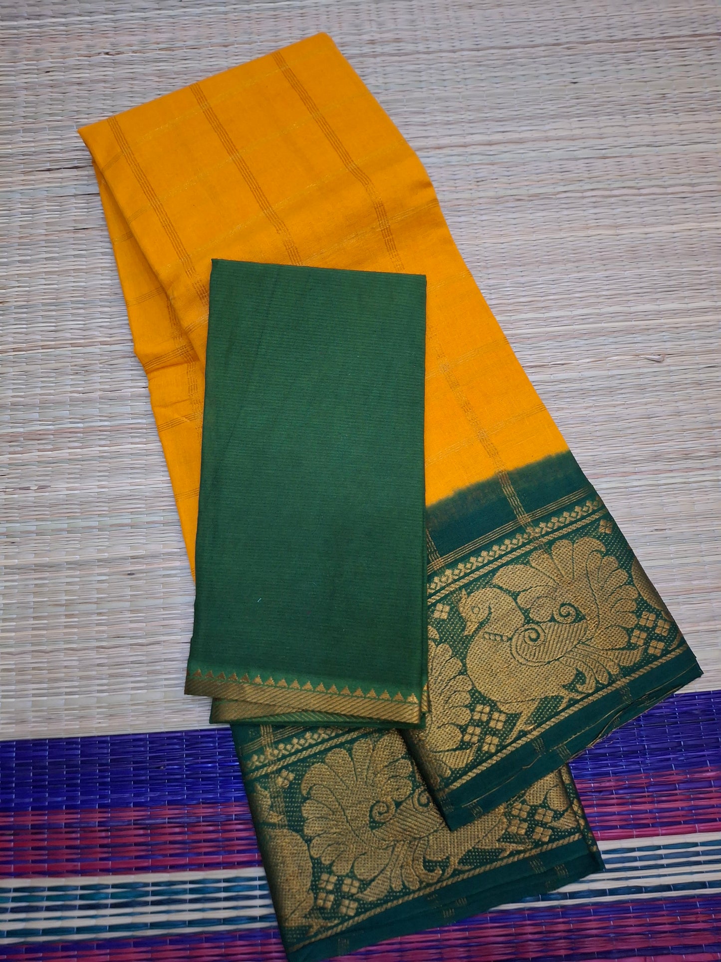 Madurai Sungudi - 6 Yard Big Checks Poonam Border  (2x2-BLK-SN01)