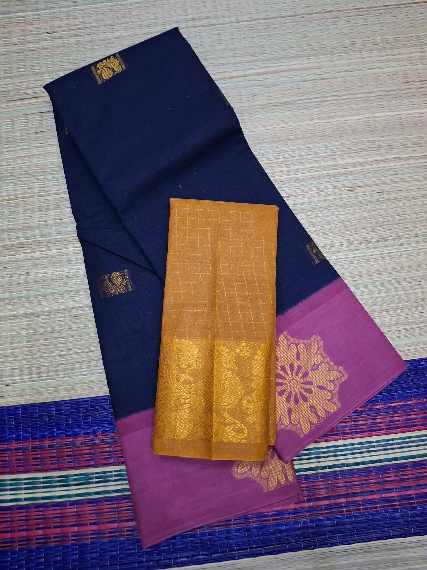 Madurai Sungudi Cotton - 6 Yard Annam Butta Sarees (POO-BUTA-03)