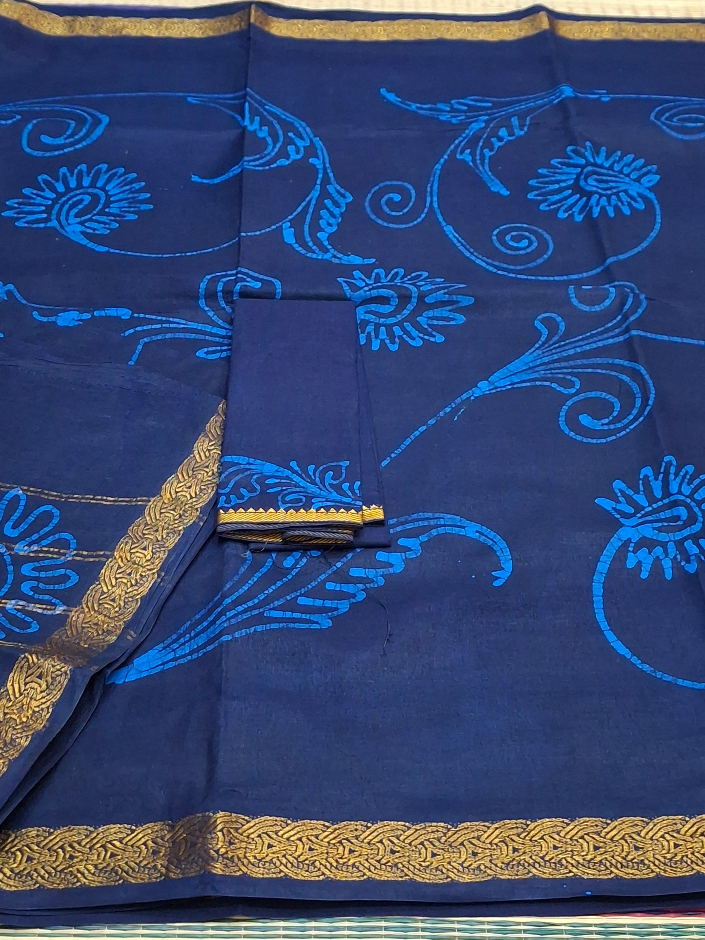 SUNGUDI COTTON-6 YARD HAND PEN ART SELF COLORS (ART-SD/S-BLU)