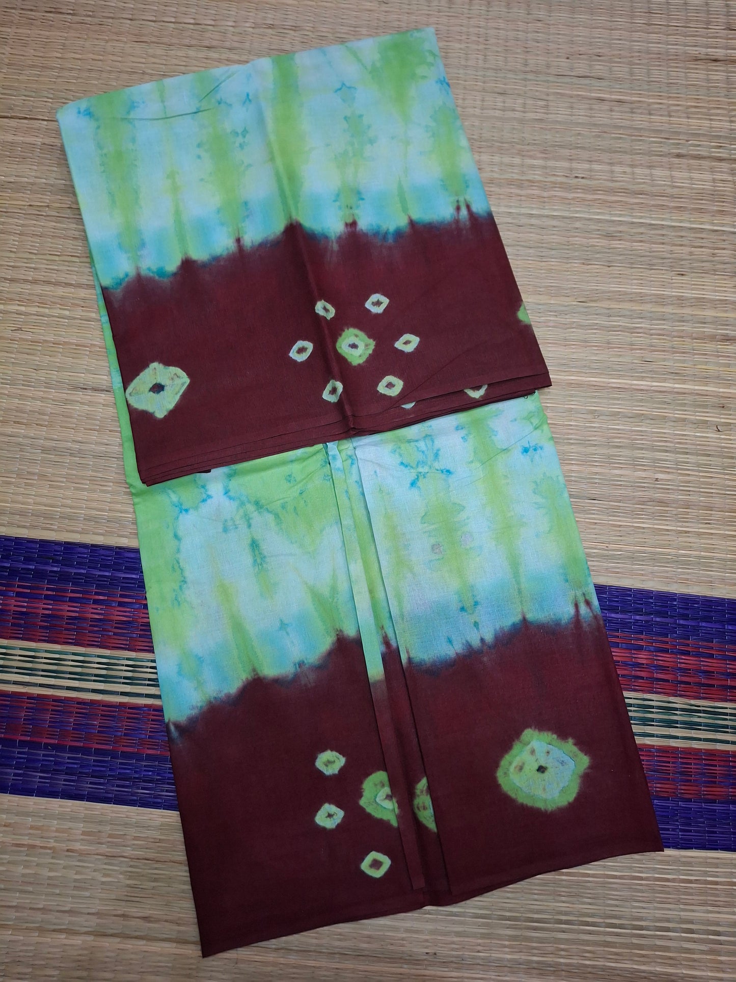 Sungudi - 6 Yard Bhantini Hand Weaving Hand Block Colors (100-BHN-CLD-002)