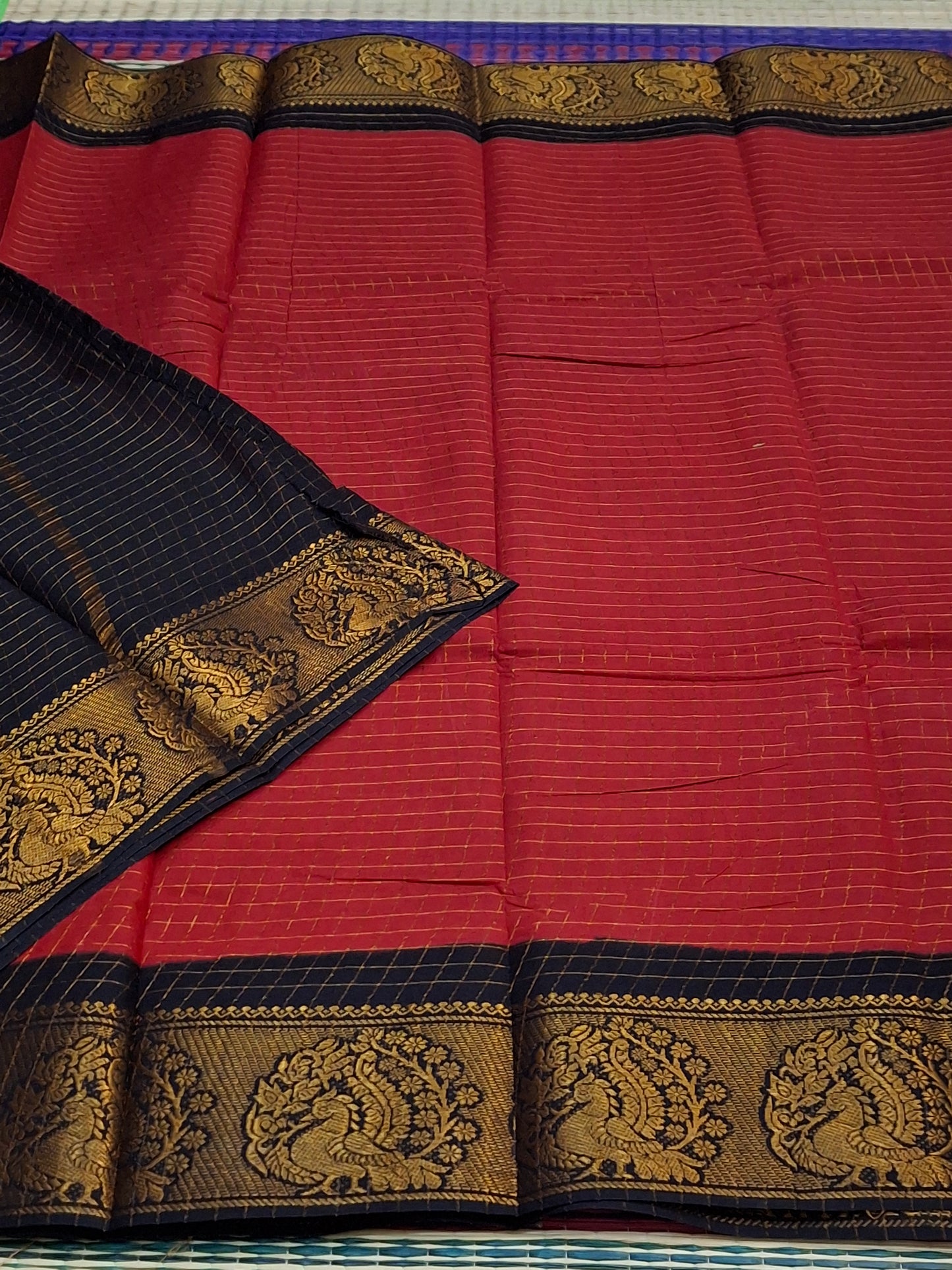 Sungudi Cotton - 7 Yard Zari Cheks Double Side Zari Border With Blouse Saree (ZRCH-01-YEL-BLK)