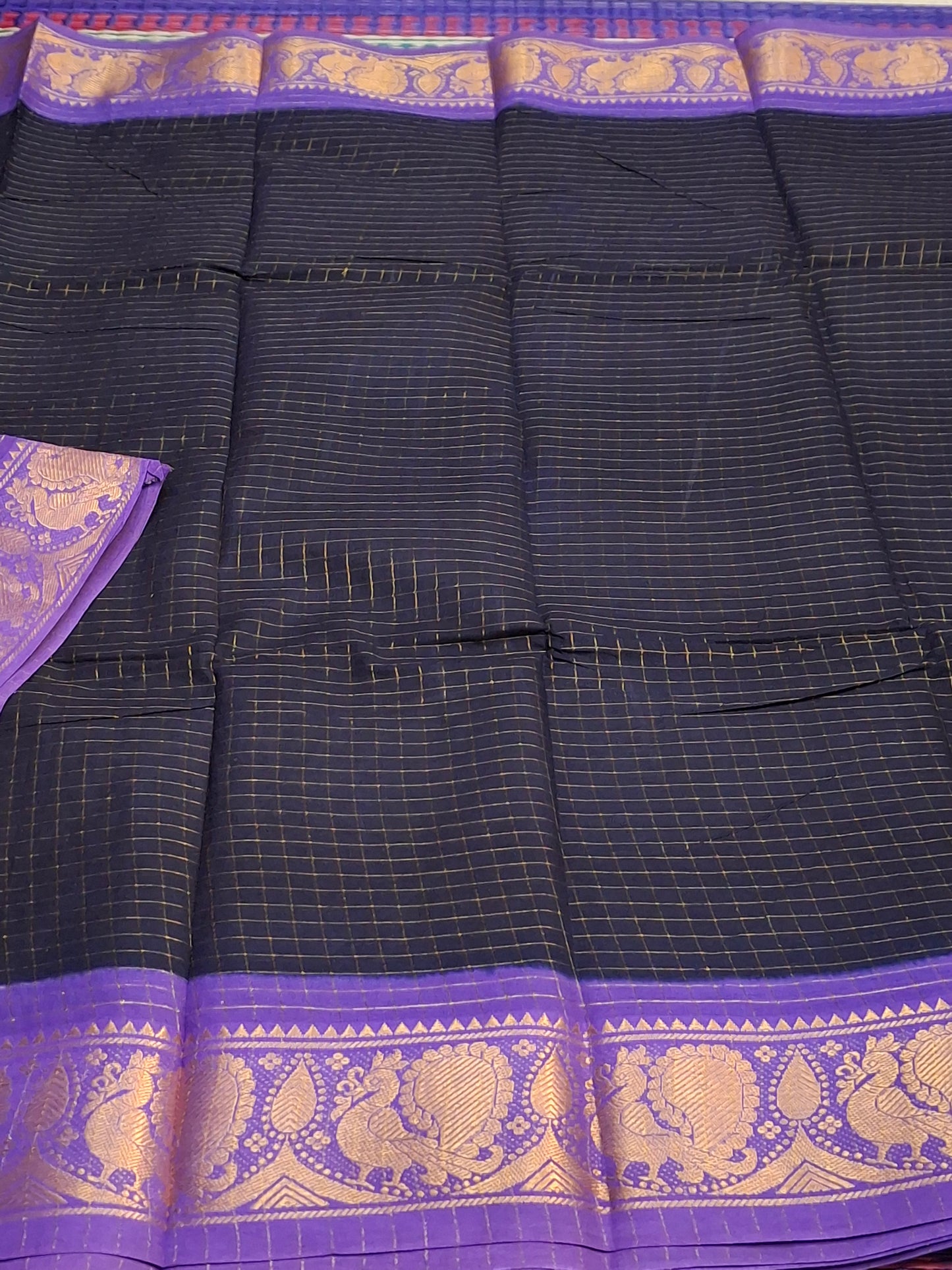 Sungudi Cotton - 7 Yard Zari Cheks Double Side Zari Border With Blouse Saree (ZRCH-01-YEL-BLK)