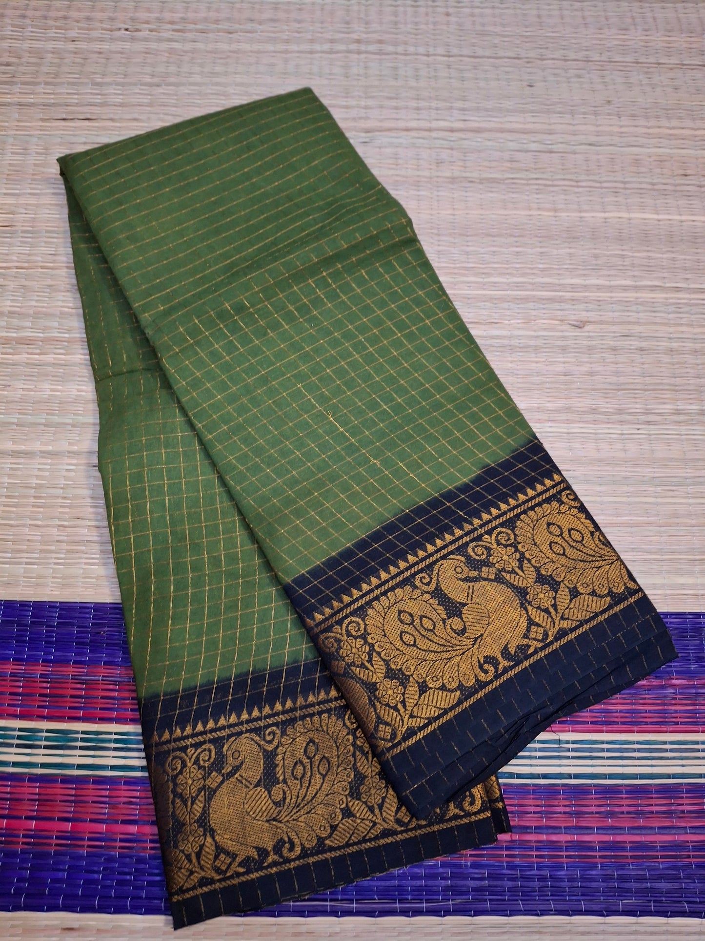 Sungudi Cotton - 7 Yard Zari Cheks With Blouse Saree CHK-02OB)