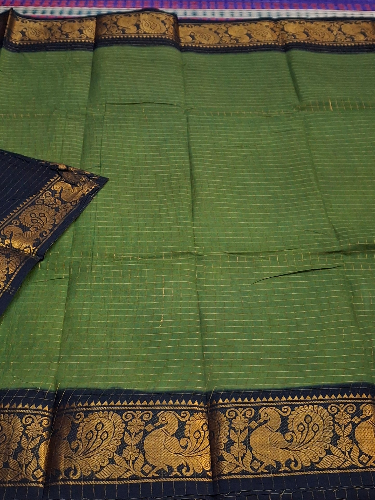 Sungudi Cotton - 7 Yard Zari Cheks With Blouse Saree CHK-02OB)