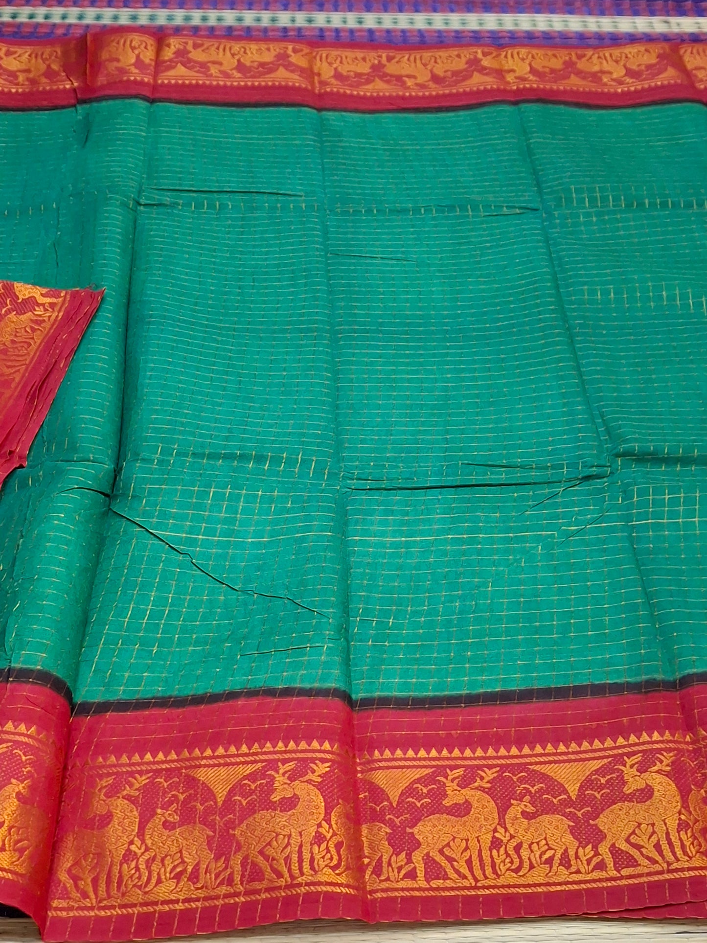 Sungudi Cotton - 7 Yard Zari Cheks Double Side Zari Border With Blouse Saree (ZRCH-01-YEL-BLK)