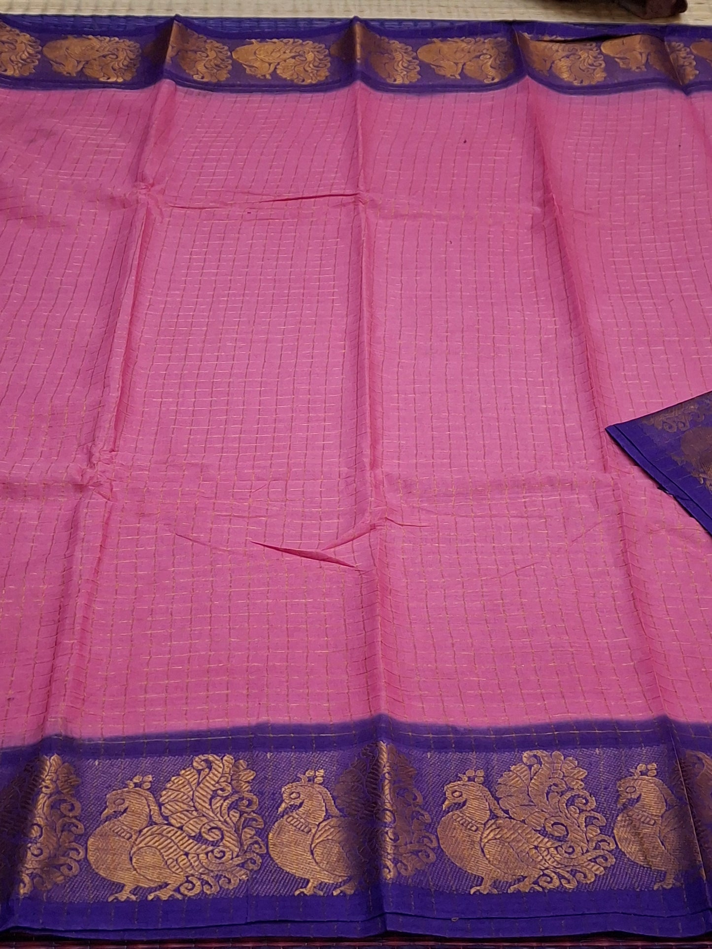 Sungudi Cotton - 7 Yard Zari Cheks Double Side Zari Border With Blouse Saree (ZRCH-01-YEL-BLK)
