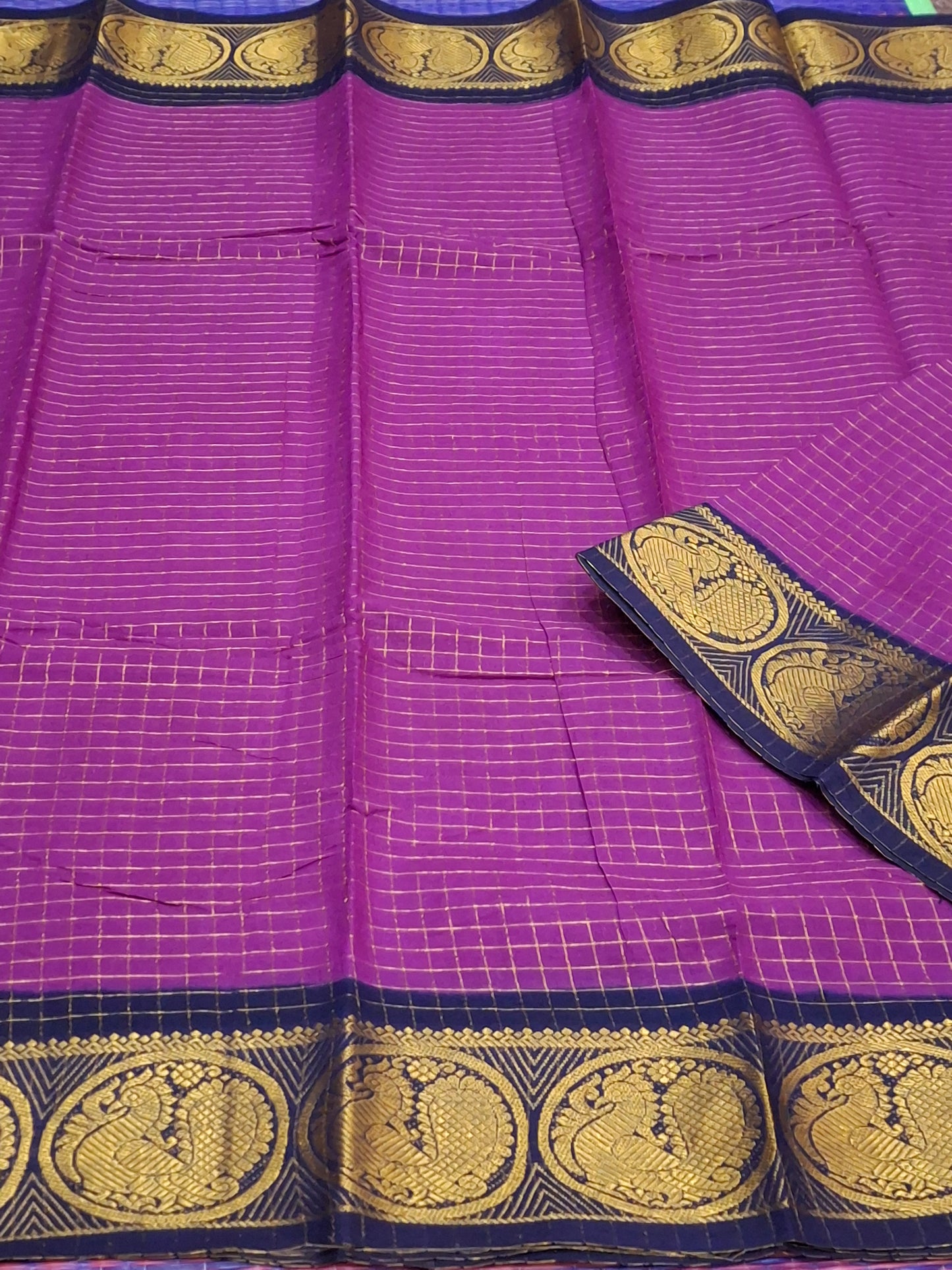 Sungudi Cotton - 7 Yard Zari Cheks Double Side Zari Border With Blouse Saree (ZRCH-01-YEL-BLK)