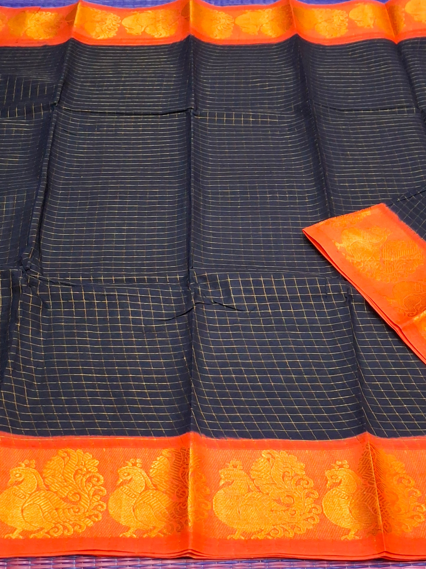 Sungudi Cotton - 7 Yard Zari Cheks Double Side Zari Border With Blouse Saree (ZRCH-01-YEL-BLK)