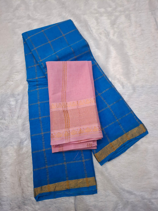 Sungudi 6 Yard Bengal Checks with Tissue Border (Vanaja-001)