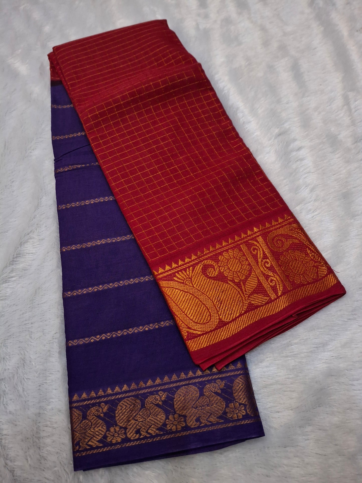 Half & Half Zari Checks & Velthari