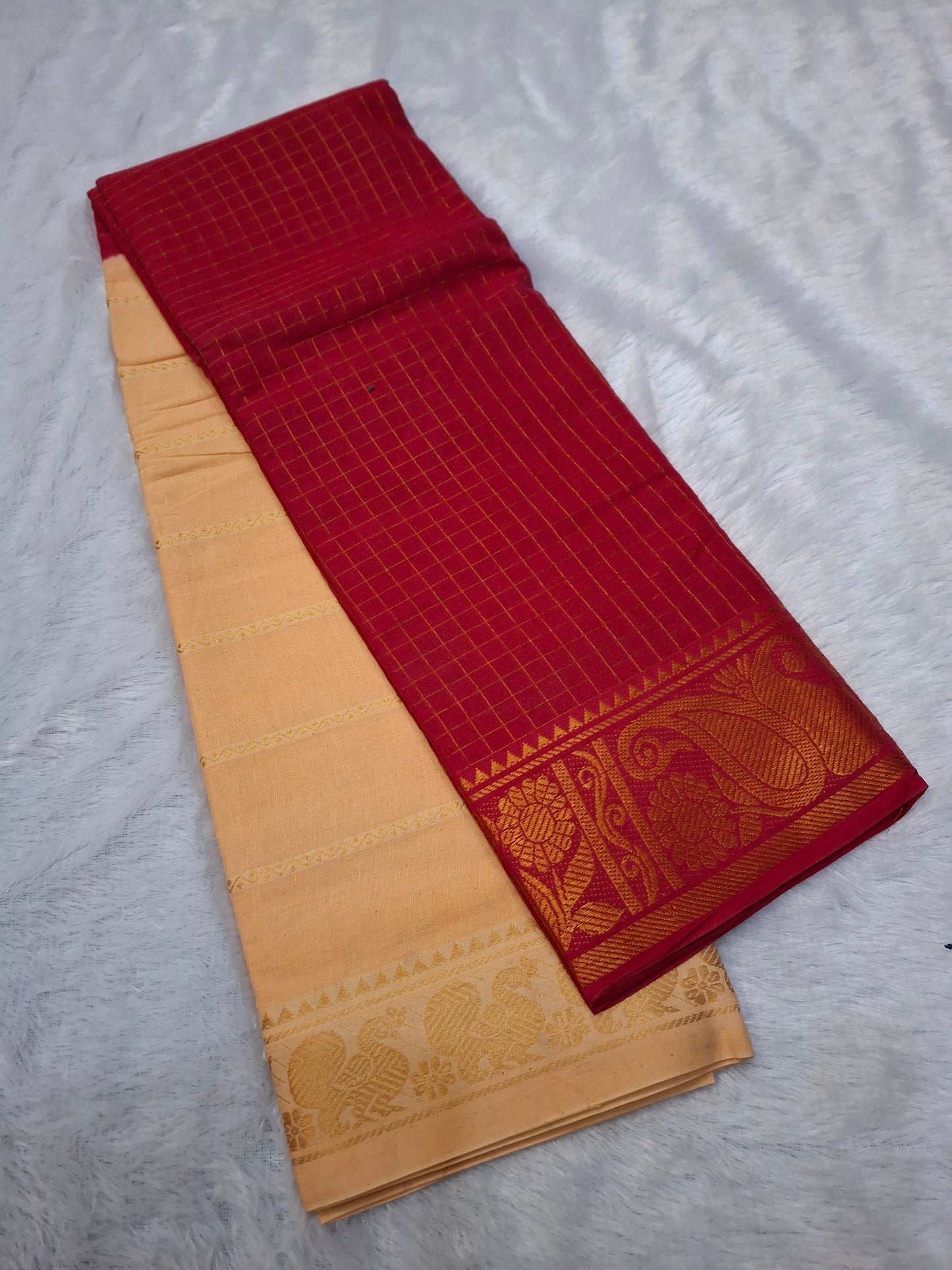 Half & Half Zari Checks & Velthari